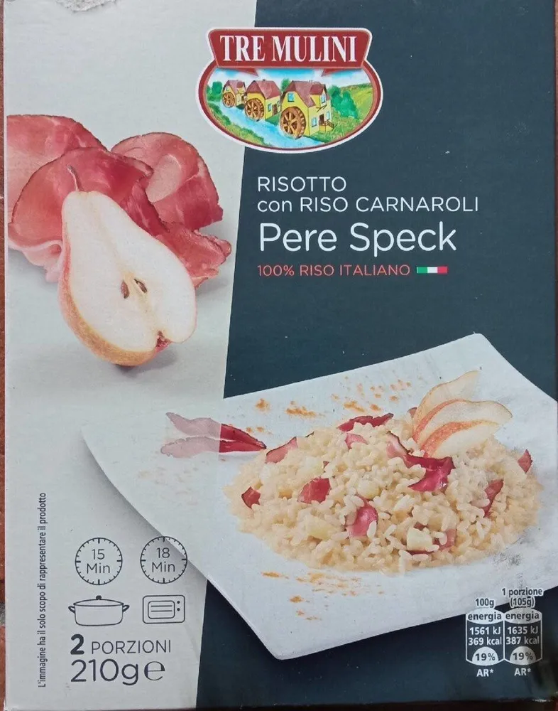 Risotto con riso Carnaroli Pere e Speck