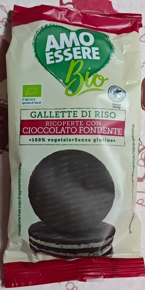 Gallette di riso ricoperte con cioccolato fondente