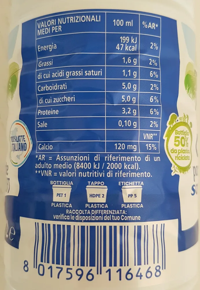 Latte parzialmente scremato UHT