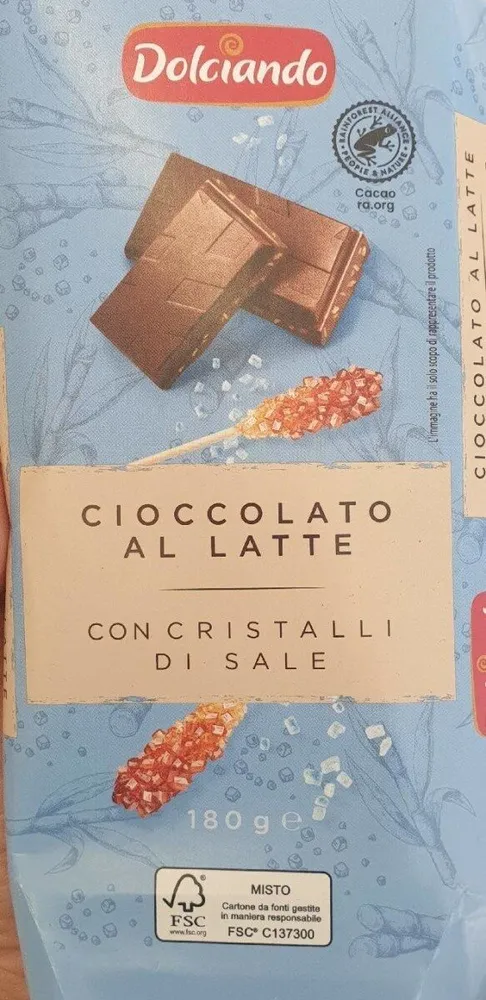 Cioccolato al latte con cristalli di sale