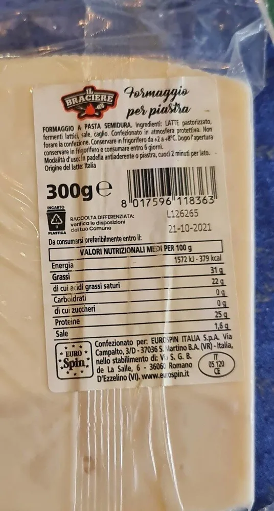 Formaggio per piastra