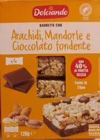 Barrette con arachidi mandorle e cioccolato fondente