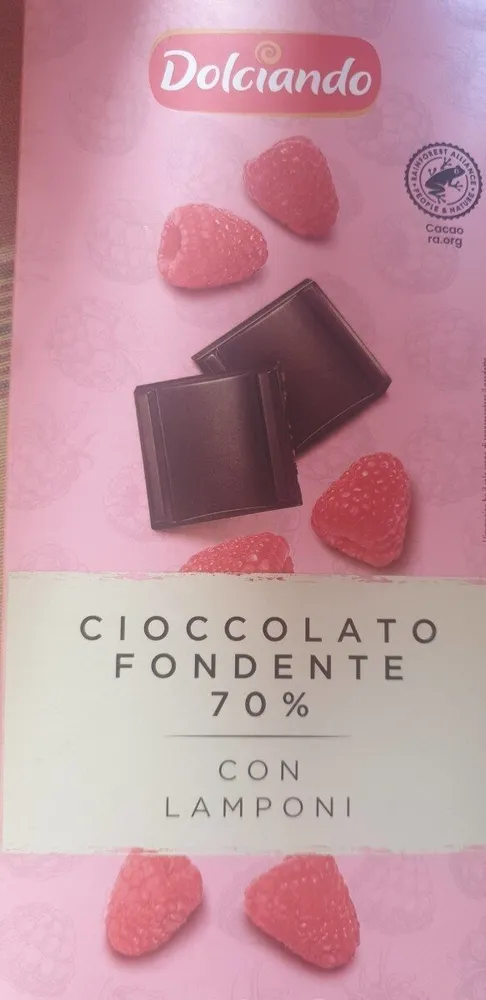Cioccolato fondente 70% con lamponi