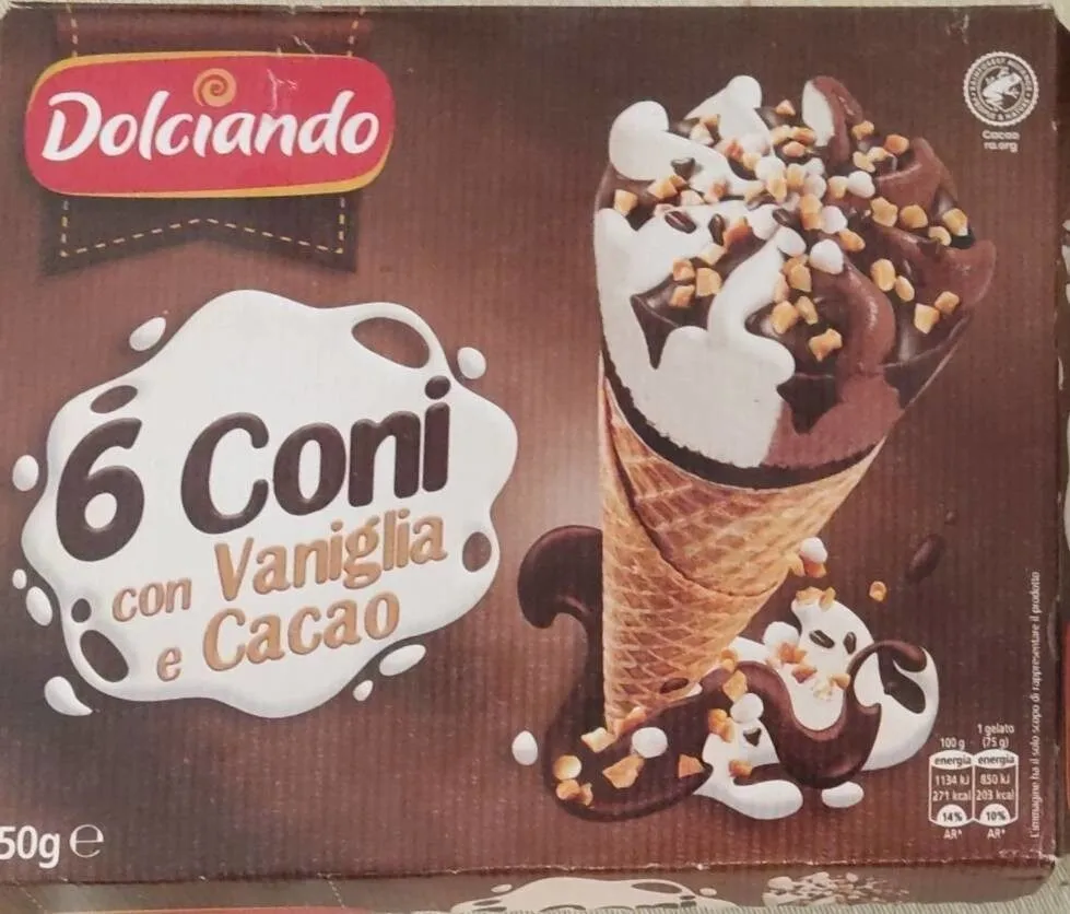 6 coni vaniglia e cacao