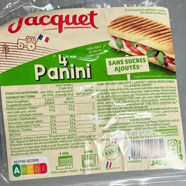 Pain panini jacquet