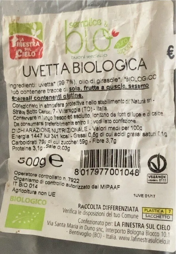 Uvetta biologica