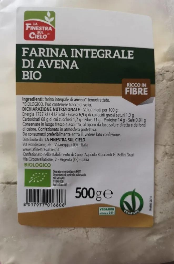 Farina integrale di avena bio