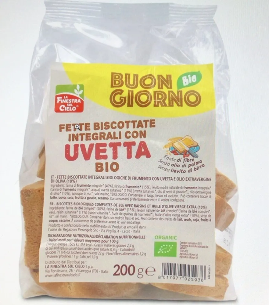 Fette biscottate integrali con uvetta