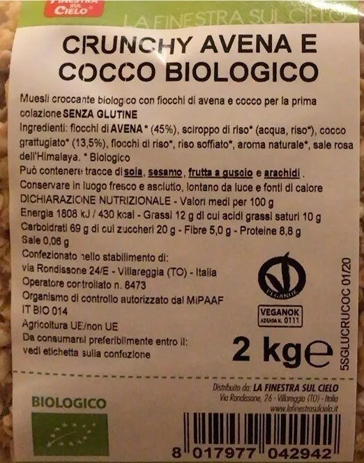 Crunchy Avena e Cocco Biologico