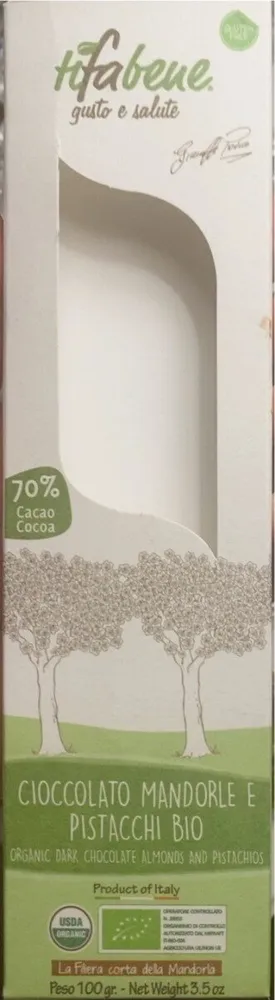 Cioccolato mandorle e pistacchi bio