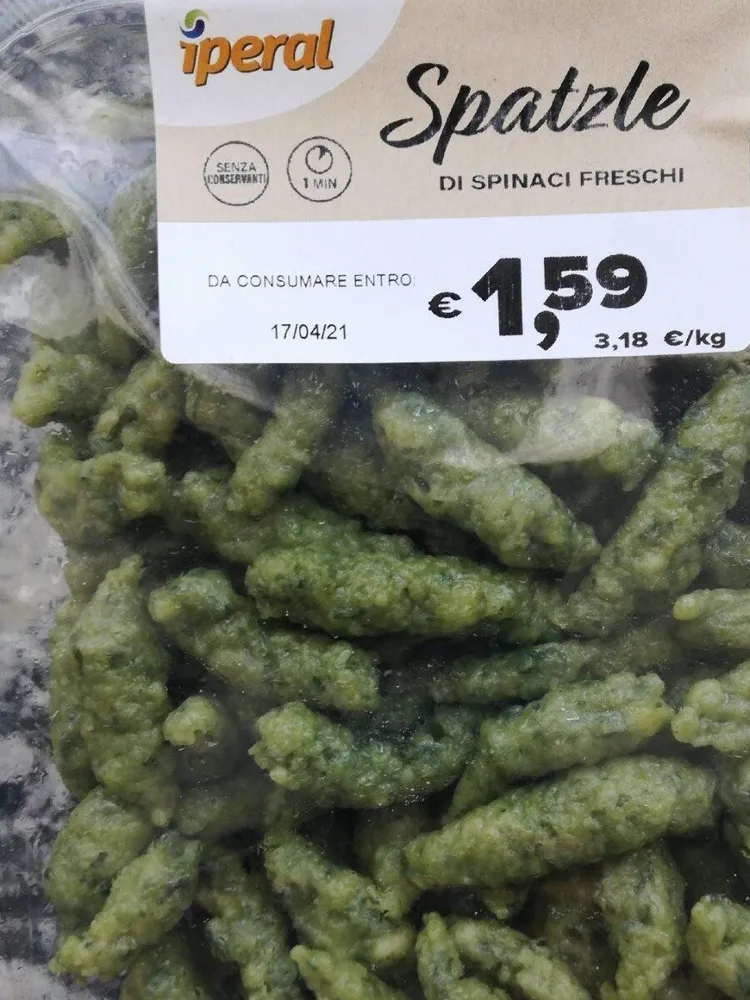 Spatzle di spinaci freschi