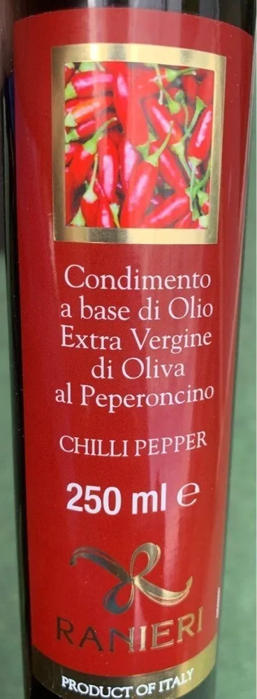 Condimento a base di olio extra vergine di oliva al peperoncino