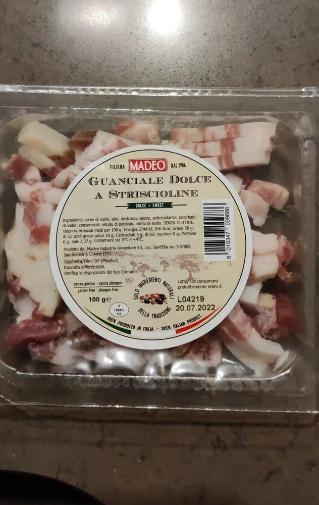 Guanciale Dolce a Striscioline