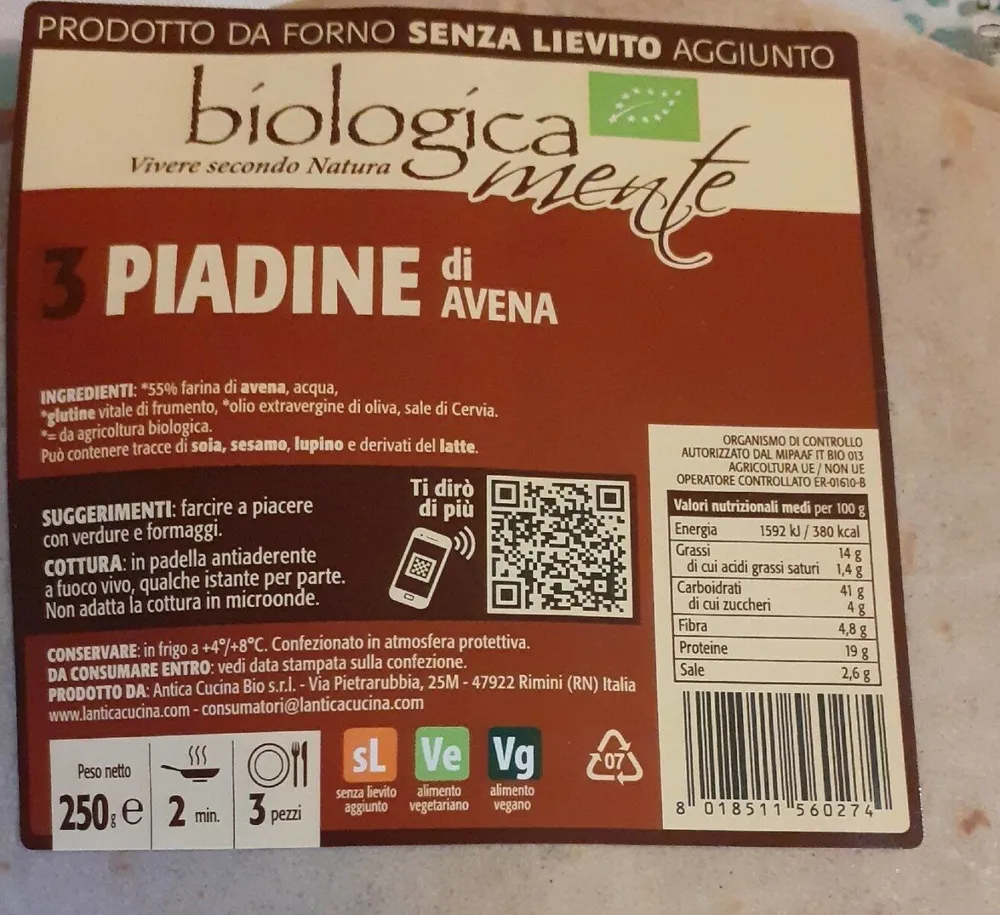 Piadine di avena