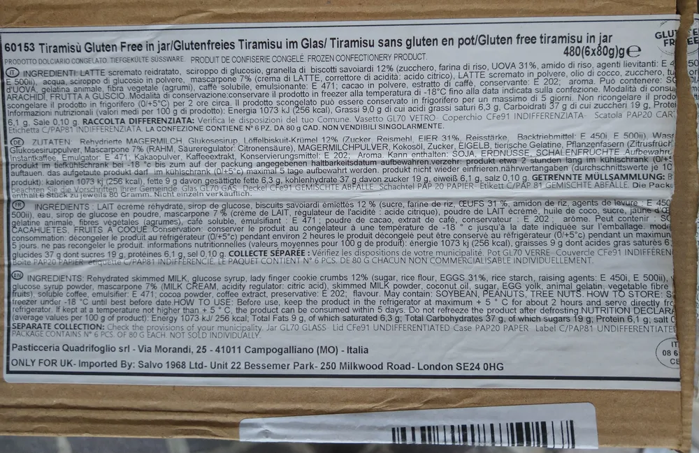 Tiramisù senza glutine