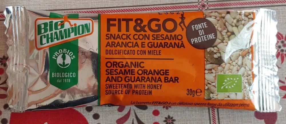 Fit and go snack con sesamo arancia e guaranà