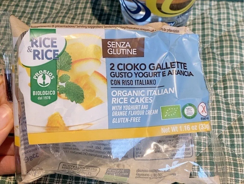 2 cioko gallette gusto yogurt e arancia con riso italiano