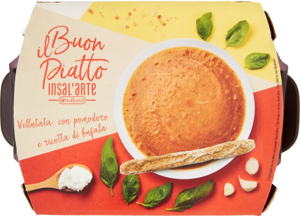 Il buon piatto vellutata con pomodoro e ricotta di bufala
