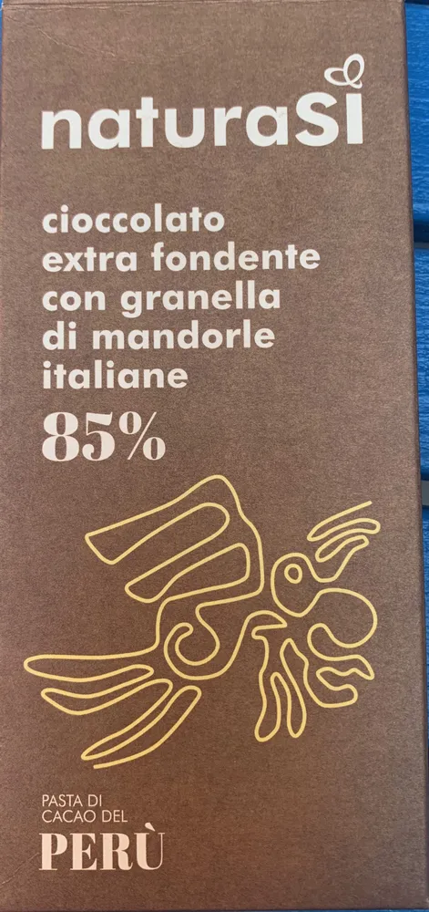 Cioccolato fondente extra con granella di mandorle (cacao: 85% min.) biologico