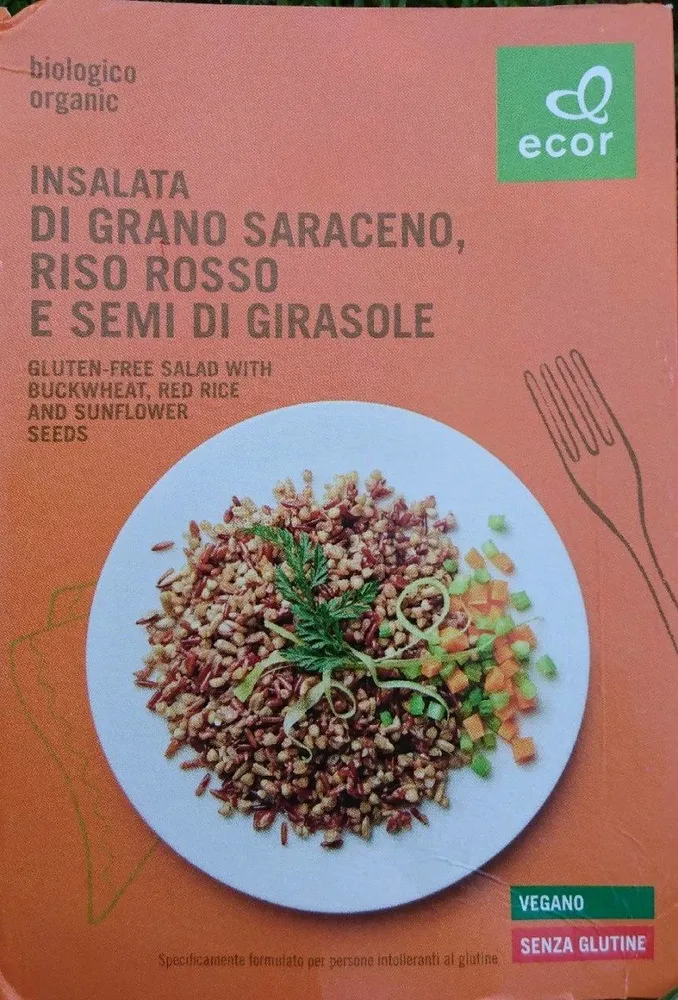 Insalata di grano saraceno, riso rosso e semi di girasole