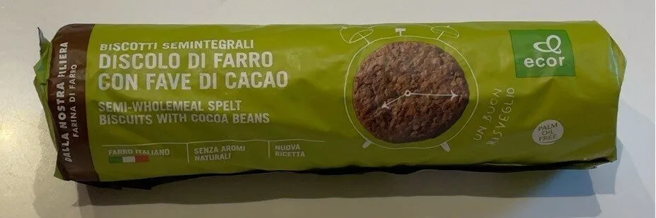 Discolo di farro con fave di cacao