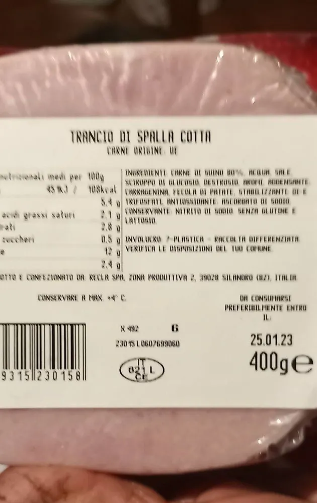 Trancio di spalla cotta