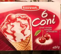 6 coni gelato vaniglia variegato all'amarena