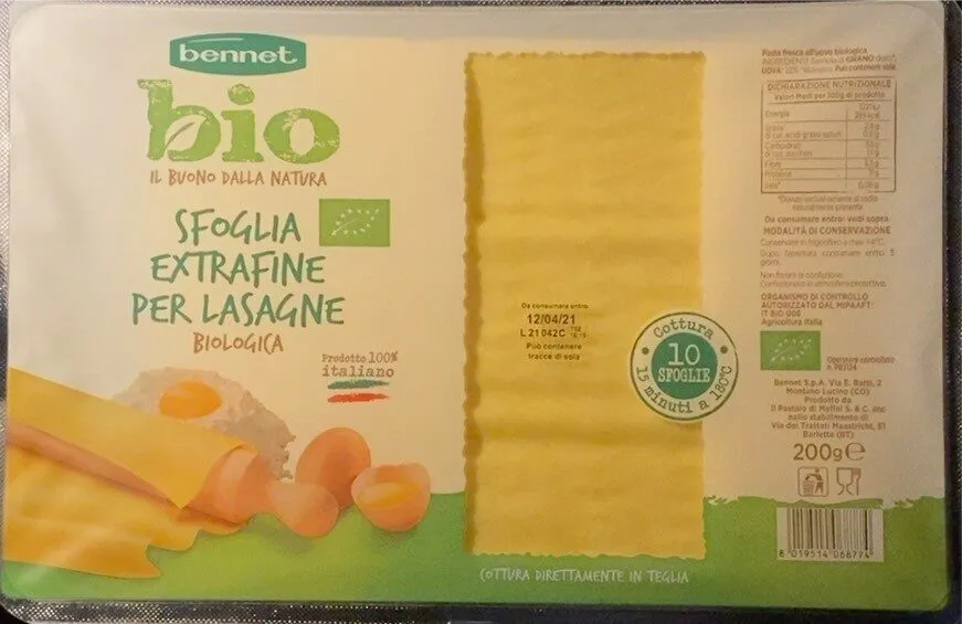 Sfoglia extra fine per lasagne