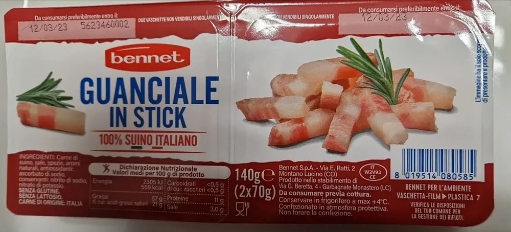Guanciale in stick