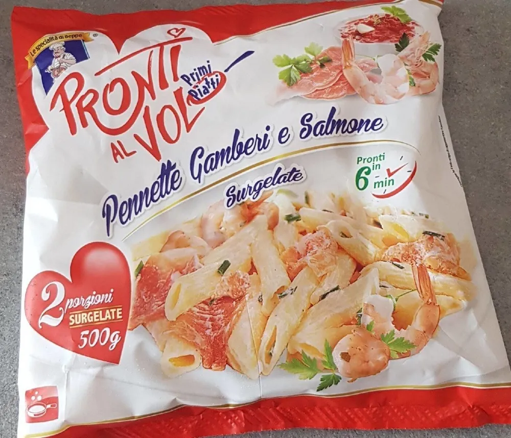 Penne gamberetti e salmone
