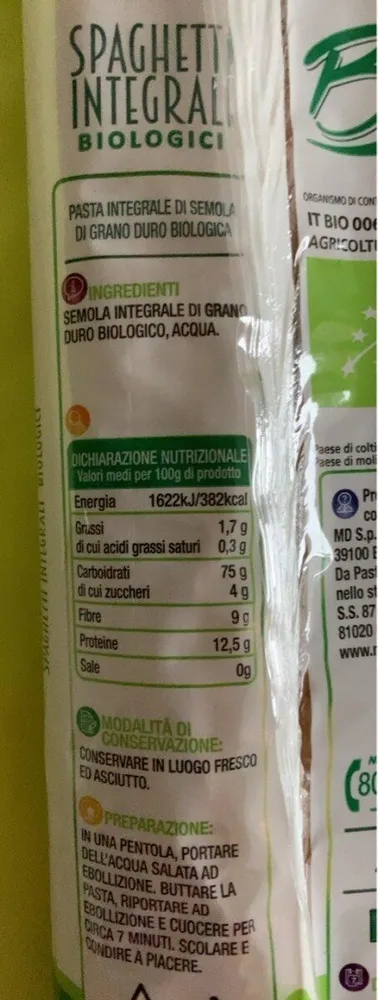 Spagetti integrali biologici