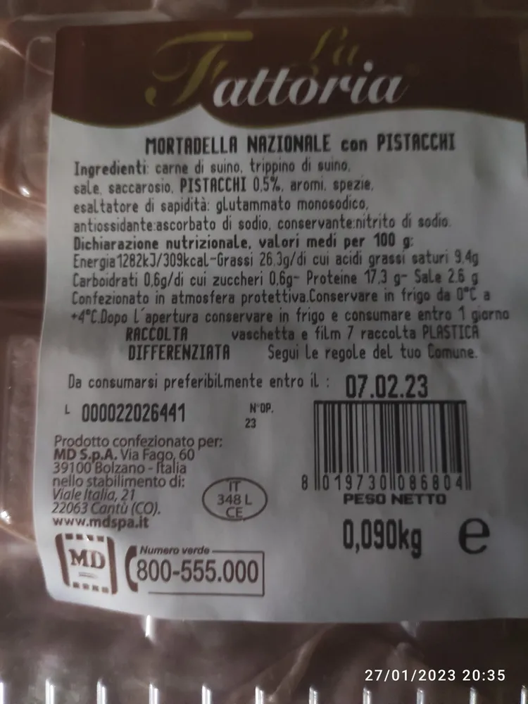 Mortadella nazionale con pistacchi