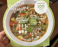 Zuppa amabile con spinacino, orzo e fagiolini verdi