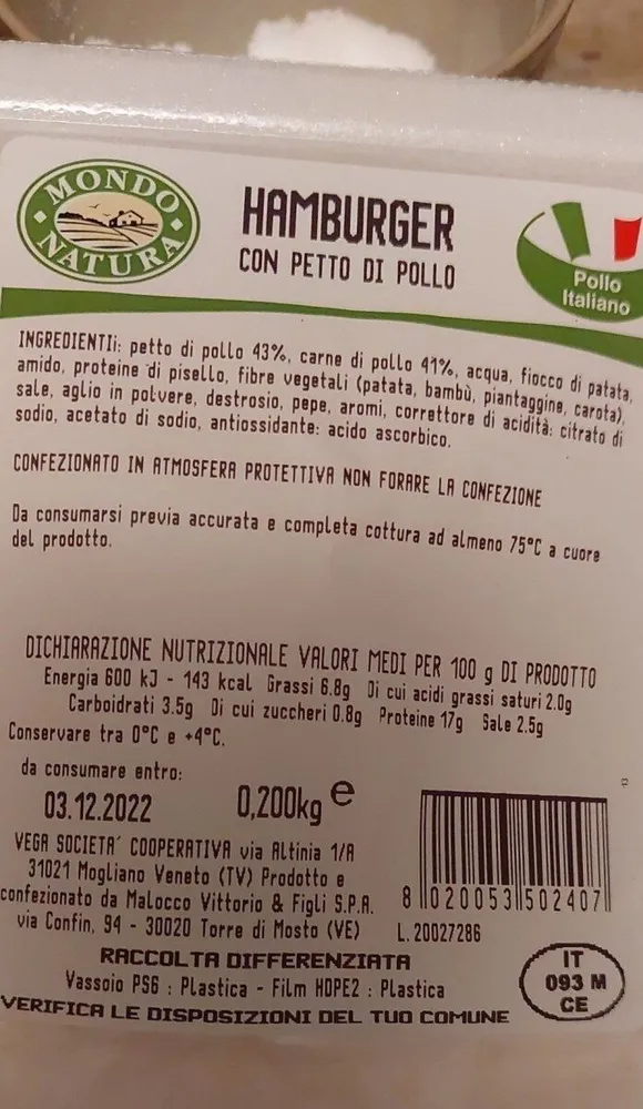 Hamburger con petto di pollo