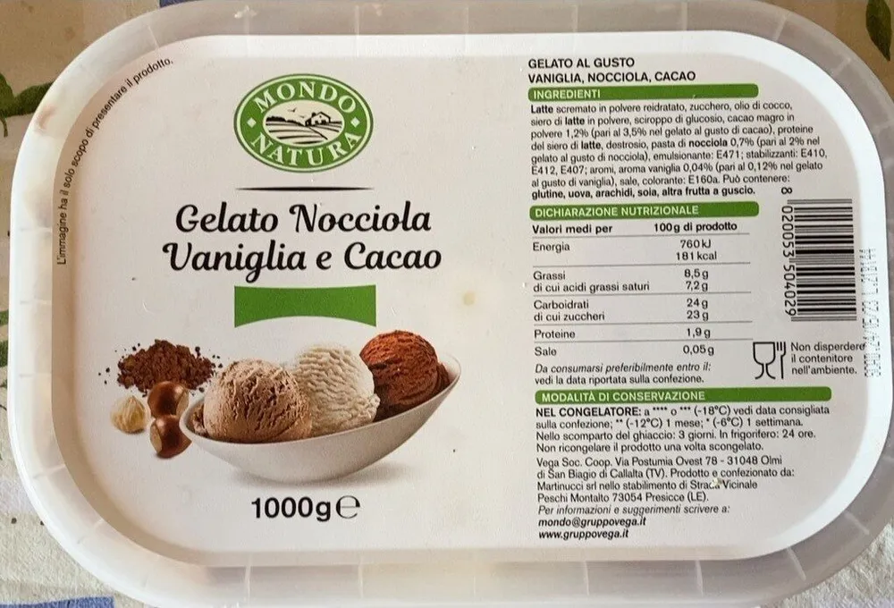 Gelato Nocciola vaniglia e cacao