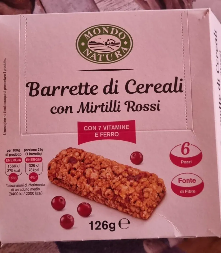 Barretta di cereali con Mirtilli Rossi