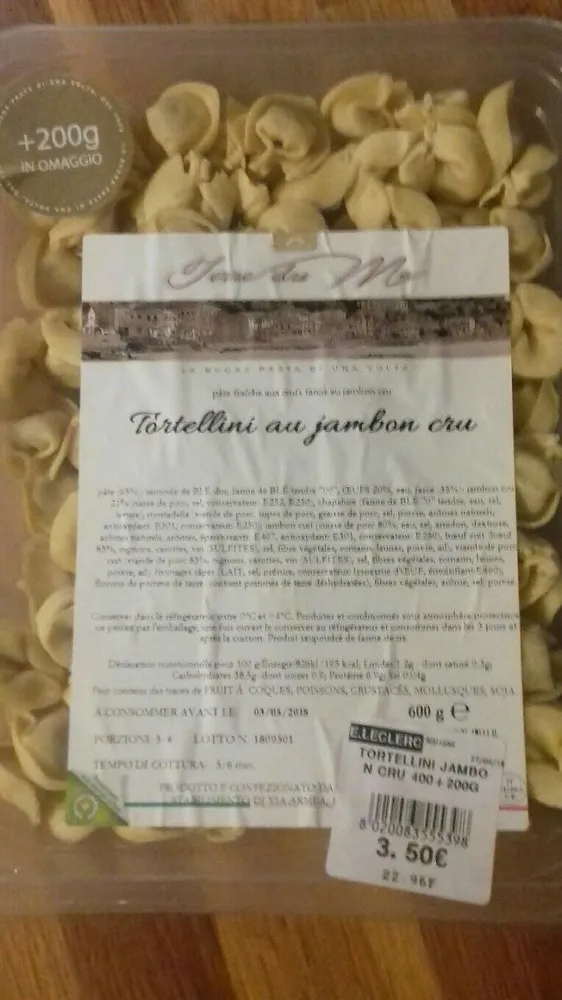 Tortellini au jambon cru