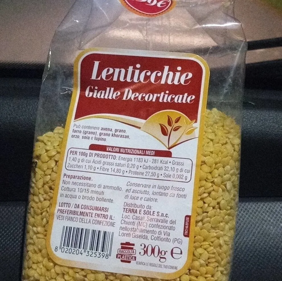 Lenticchie gialle decorticate