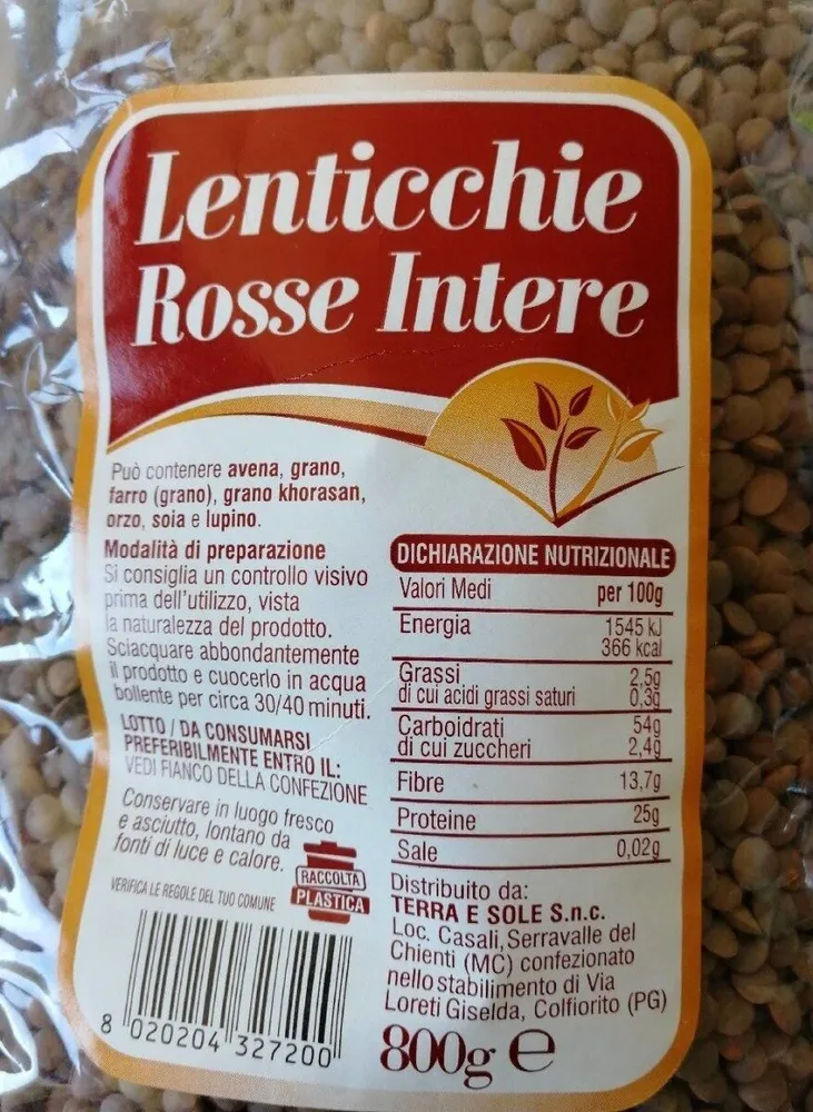 Lenticchie Rosse Intere