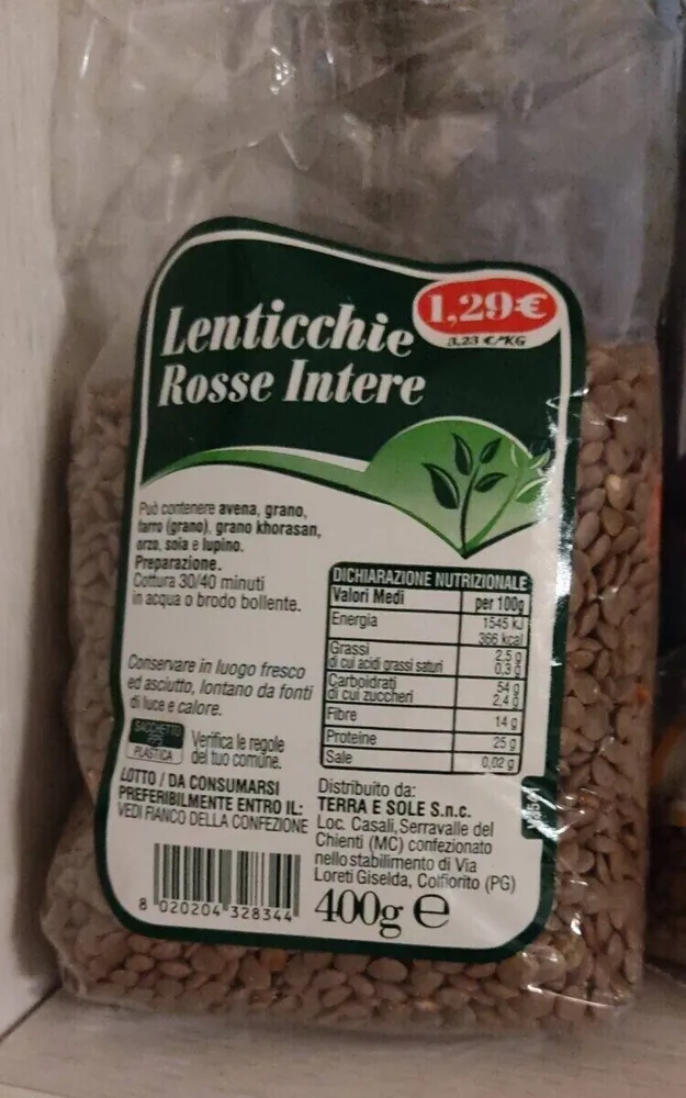 Lenticchie rosse intere