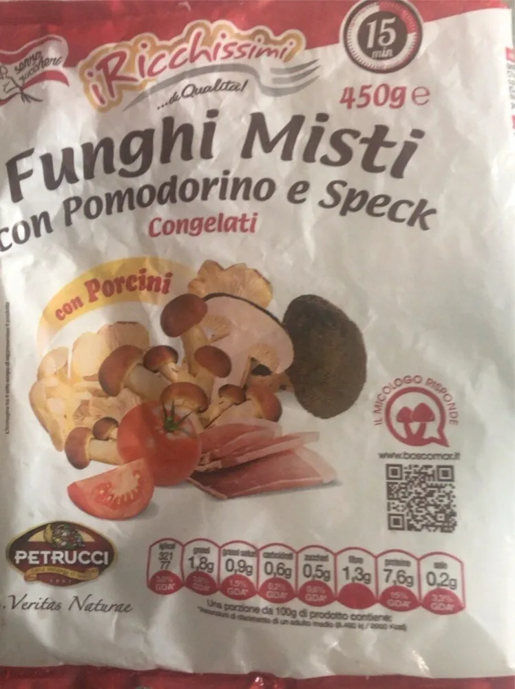 Funghi misti con pomodorino e speck