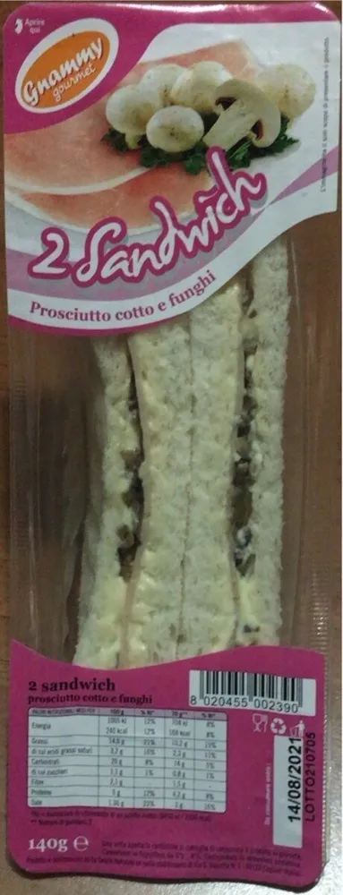 Sandwich prosciutto cotto e funghi