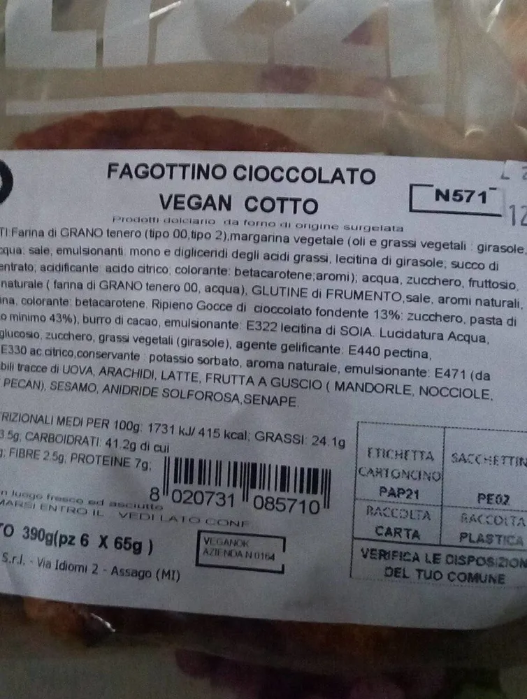 Fagottino cioccolato vegano
