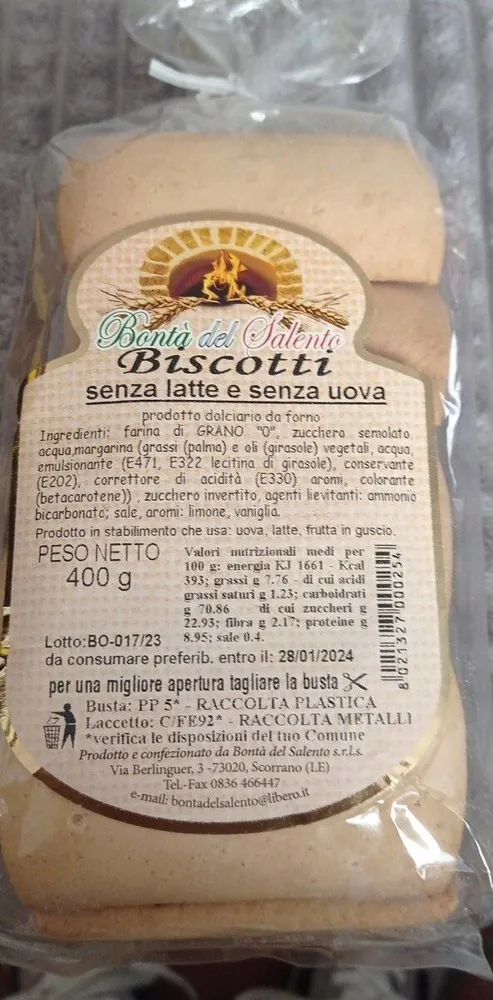 Biscotti senza latte e senza uova