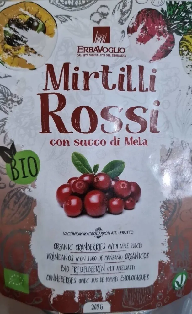 Mirtilli rossi con succo di mela