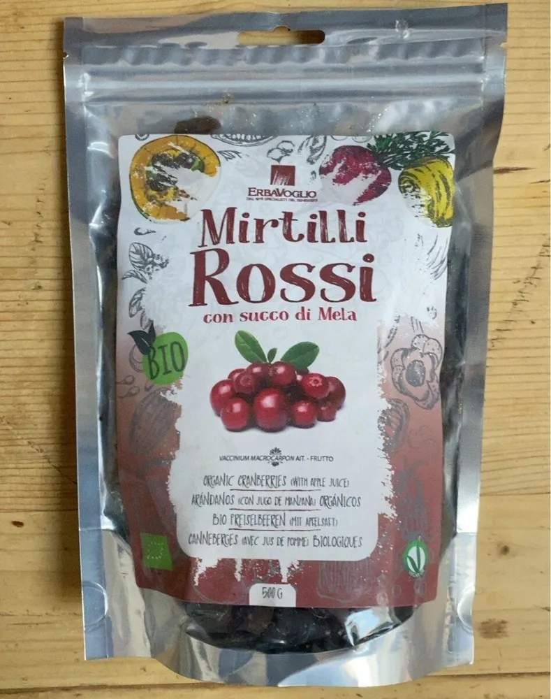 Mirtilli rossi con succo di mela
