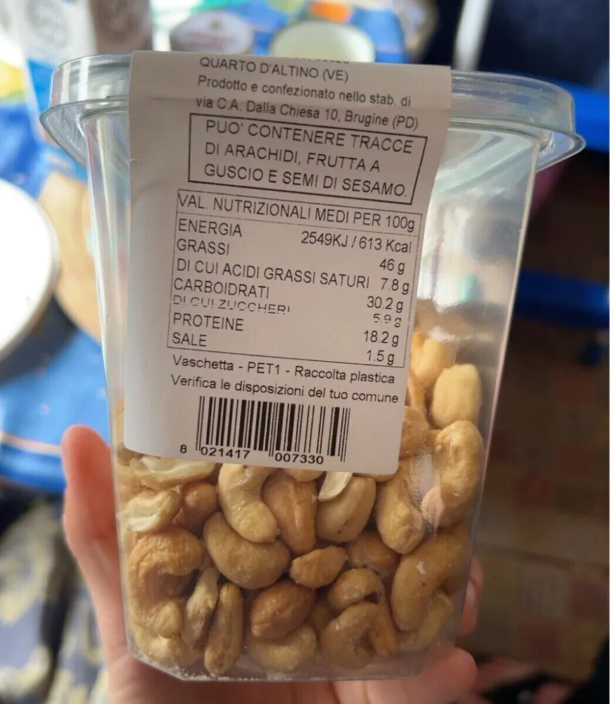 Anacardi Tostati Salati