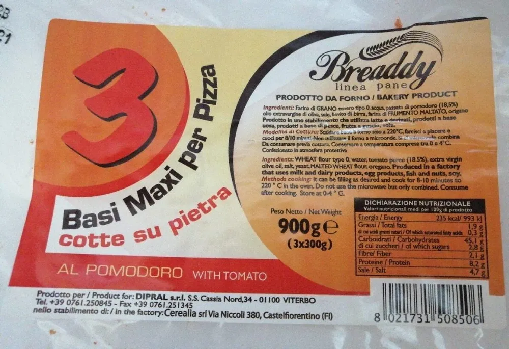Basi maxi per pizza con pomodoro