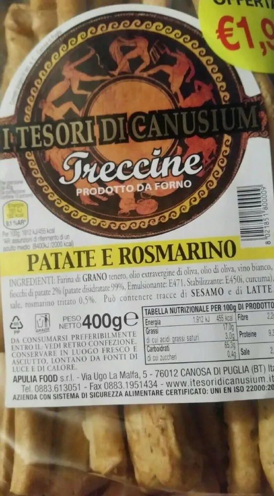 Grissini pommes de terre et rosmarin