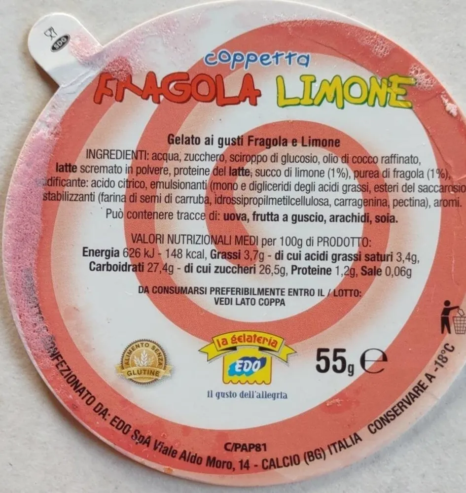 Coppetta limone fragola senza glutine